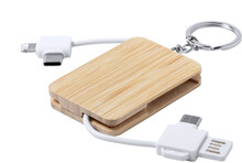Přívěšek na klíče s USB nabíjecím kabelem Edulis, bílá, přírodní