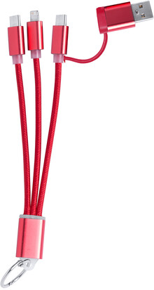 USB nabíjecí kabel s přívěškem na klíče Rashort, červená