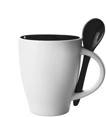 Hrnek se lžičkou - 300 ml Spoon, černá, bílá