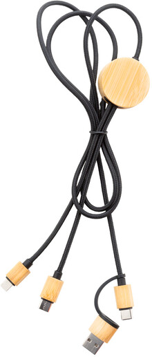 USB nabíjecí kabel Cobbel, přírodní, černá