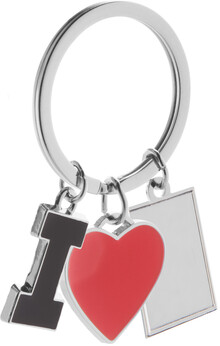 Přívěšek na klíče I Love, červená, stříbrná