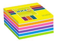 Samolepic bloek kostka Stick'n by Hopax, 76 x 76 mm, neon lut mix, 400 lstk