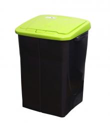 Odpadkový koš na tříděný odpad 45 l, plastový, zelené víko