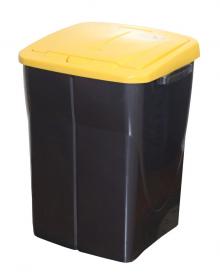 Odpadkový koš na tříděný odpad 45 l, plastový, žluté víko