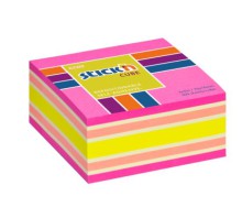 Samolepic bloek kostka Stick'n by Hopax, 76 x 76 mm, neon rov mix, 400 lstk