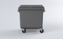 Kontejner na tdn odpad s plochm vkem 1100 l, plastov, svtle ed