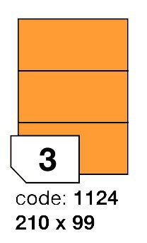 Etikety Rayfilm A4, 210 x 99 mm, sv�tiv� oran�ov�, 100 list� po 3 etiket�ch